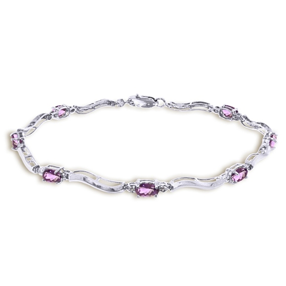 GOLD TENNIS BRACELET W/ DIAMONDS & AMETHYST